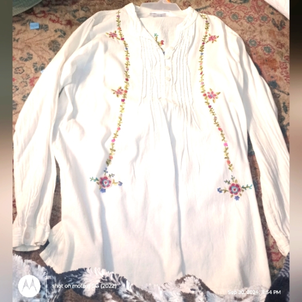 Embroidered designs long blouse